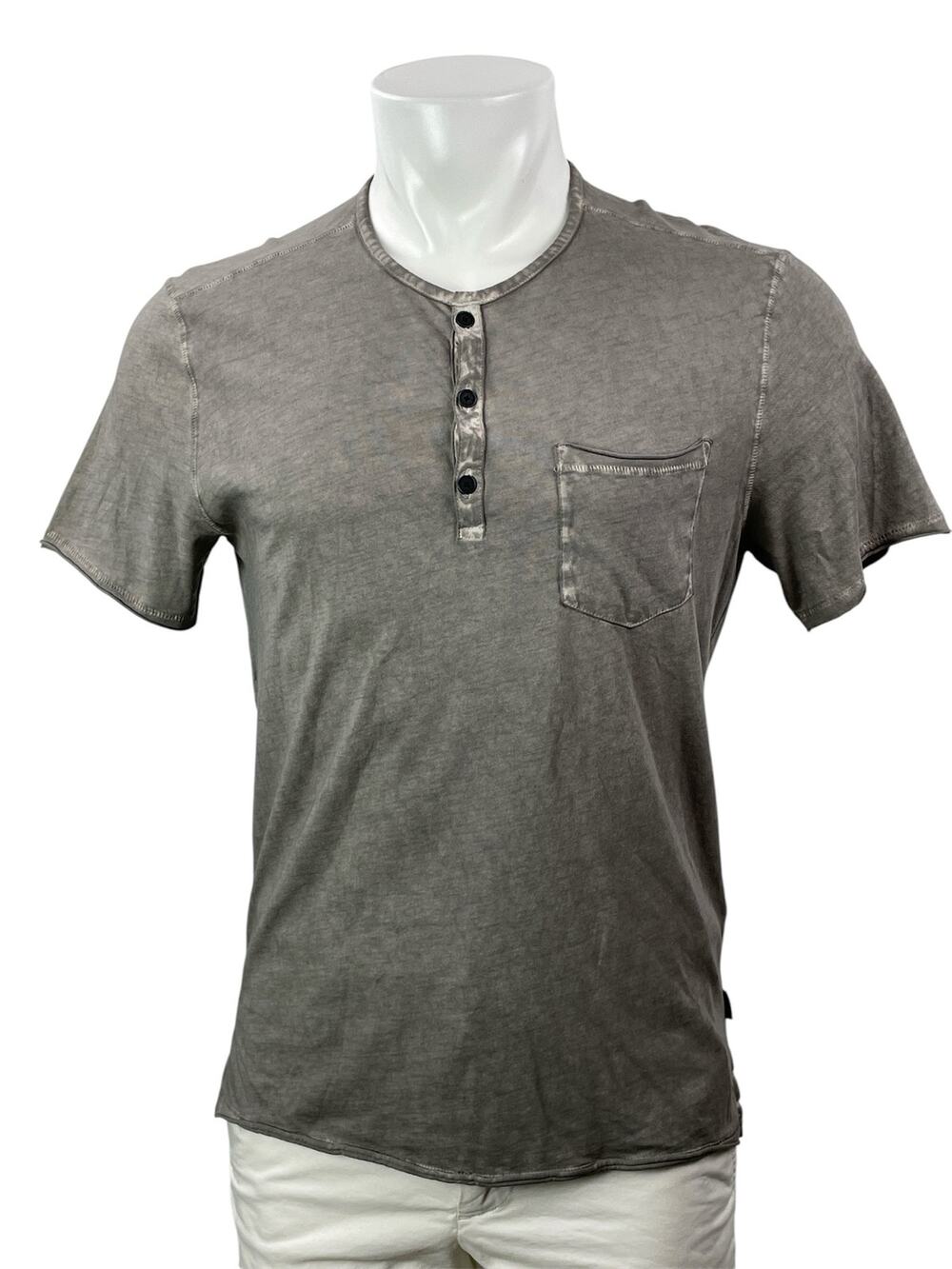 John Varvatos Men's Gray Short Sleeves Button Pullover Henley Tee T-shirt Top S